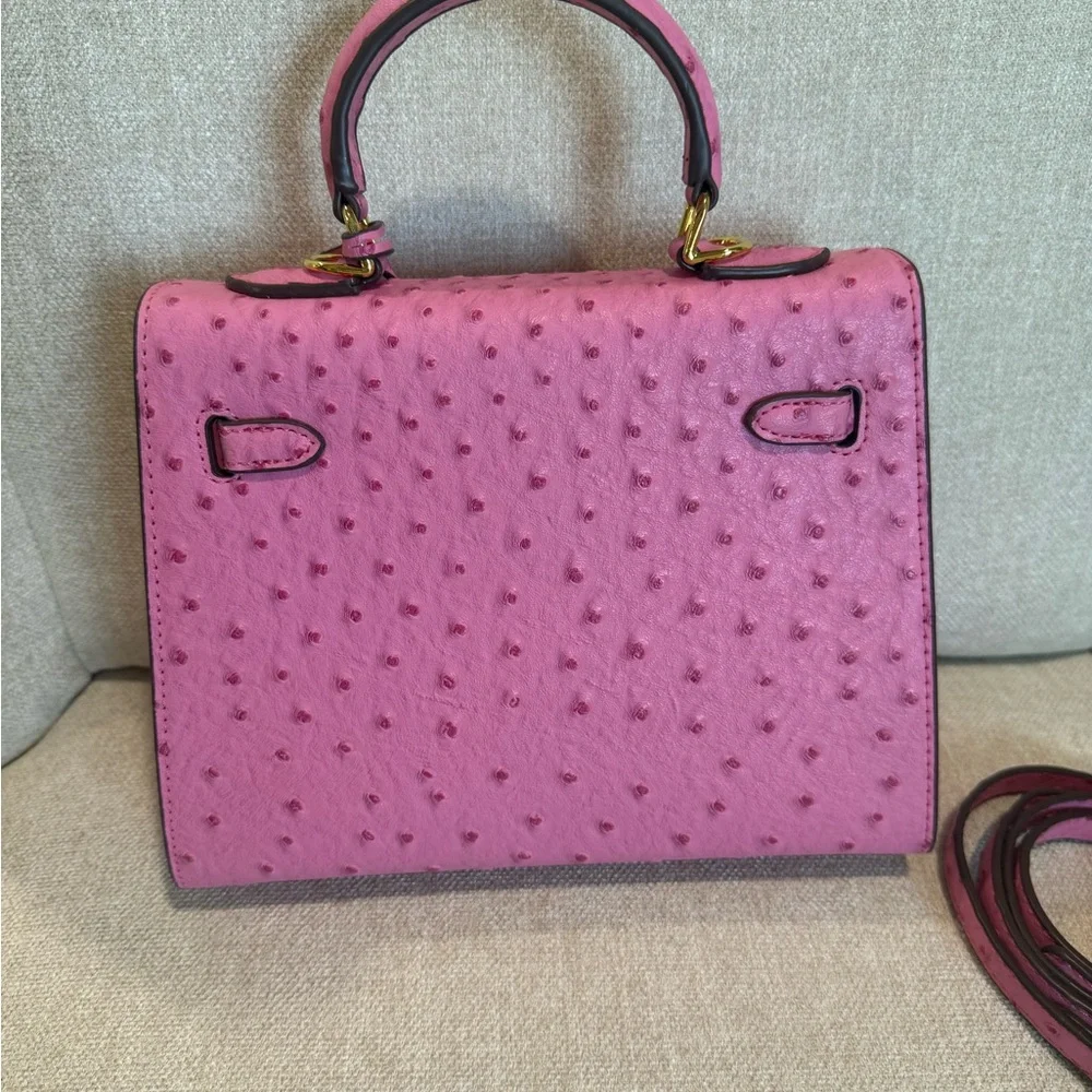 Pink Ostrich-effect Handbag - Picture 5 of 11